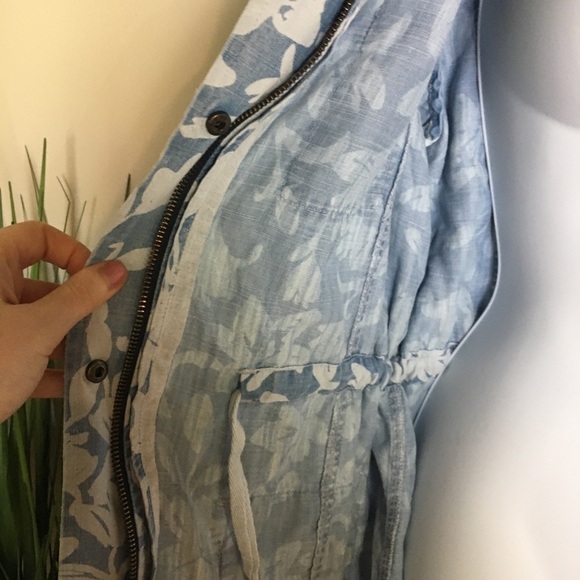 Draw strings floral soft jacket FOXCROFT blue - Picture 6 of 8